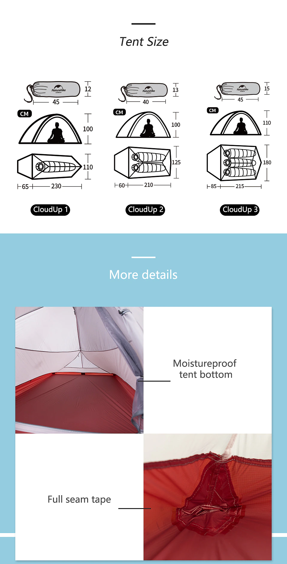 Cheap Goat Tents  Cloud Up 1 2 3 Tent Ultralight Professional Self Standing 20D Nylon With Free Mat for Outdoor Camping Hiking Tents 